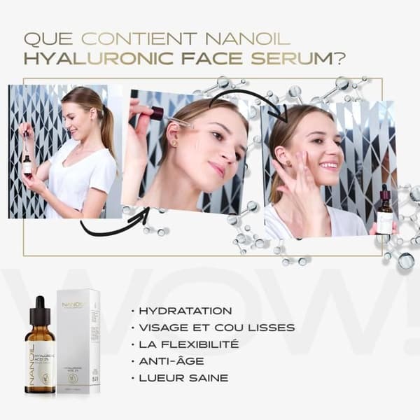 Ansiktsserum med hyaluronsyra Nanoil Hyaluronic Face Serum 50ml - Upplysande, utjämnande och ultrafuktande