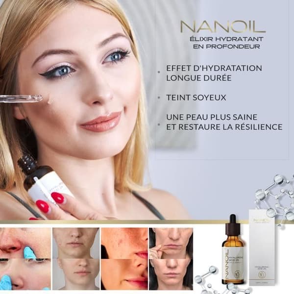 Ansiktsserum med hyaluronsyra Nanoil Hyaluronic Face Serum 50ml - Upplysande, utjämnande och ultrafuktande