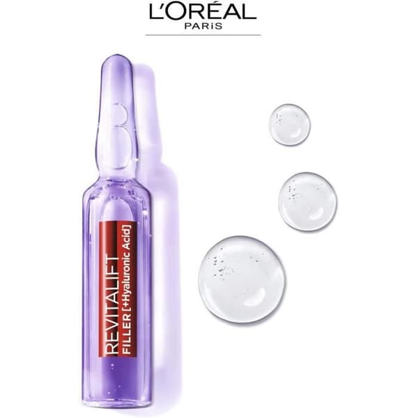 L'Oréal Paris - Revitalift Filler - Box med 28 fylliga anti-rynkampuller med ren hyaluronsyra - 28 dagars anti-aging kur -