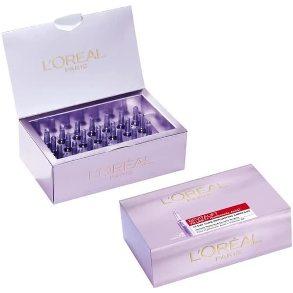 L'Oréal Paris - Revitalift Filler - Box med 28 fylliga anti-rynkampuller med ren hyaluronsyra - 28 dagars anti-aging kur -