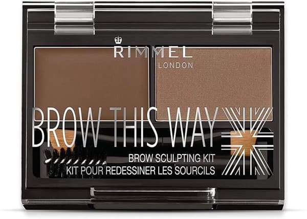 Rimmel - 34666640002 - Brow This Way Kit för att Omforma Brynen Mörkbrun, Puder 0,04 Ounce, Vax 0,03 Ounce