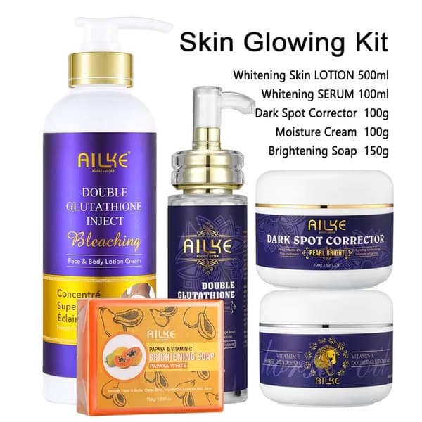 Glutathione Hudpleje Kit, Fjernelse af Mørke Pletter, Opstrammende Sæbe, 5 i 1 sæt