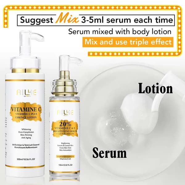 Vitamin C Body Lotion, Anti-Rynkor, Huduppstramande, 2 i 1 Set