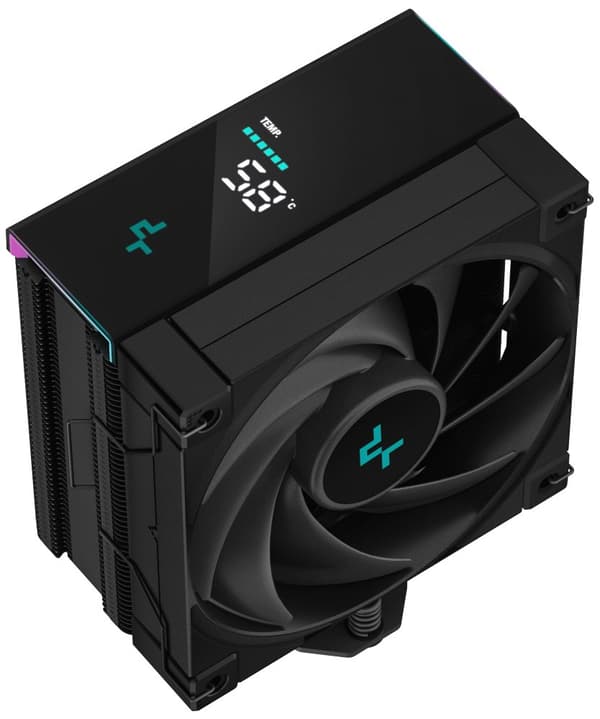 DeepCool AK400 Digital, CPU Air Cooler, 1x120mm FK120 PWM Fan, Digital Display, ARGB, TDP 220W, 4 Heatpipes, Black, LGA1700/1200/115x, AMD AM5/AM4, 12