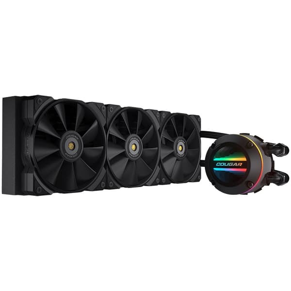 COUGAR Poseidon GT 360 AIO, 3x Cougar MHP 120mm 2000rpm PWM Fans, ARGB Lighting with Infinity Mirror, Rotatable Pump Head, ZrO₂ Pump Bearing, Intel LG