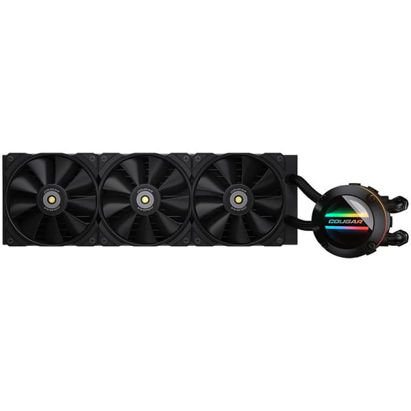 COUGAR Poseidon GT 360 AIO, 3x Cougar MHP 120mm 2000rpm PWM Fans, ARGB Lighting with Infinity Mirror, Rotatable Pump Head, ZrO₂ Pump Bearing, Intel LG