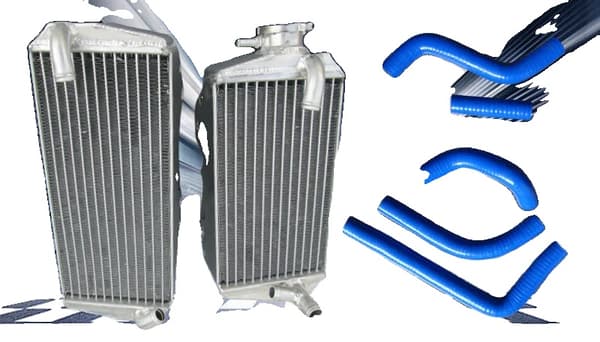 Aluminiumkylare + Slang, Motorkylningseffektivitet, Perfekt passform för KX250 och RMZ450,Blå