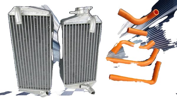 Aluminiumkylare + Slang, Motorkylningseffektivitet, Perfekt passform för KX250 och RMZ450,Orange