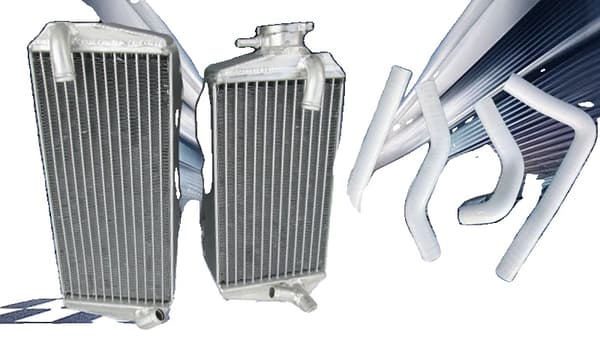 Aluminiumkøler + Slange, Motorkølingseffektivitet, Perfekt pasform til KX250 og RMZ450,HVID