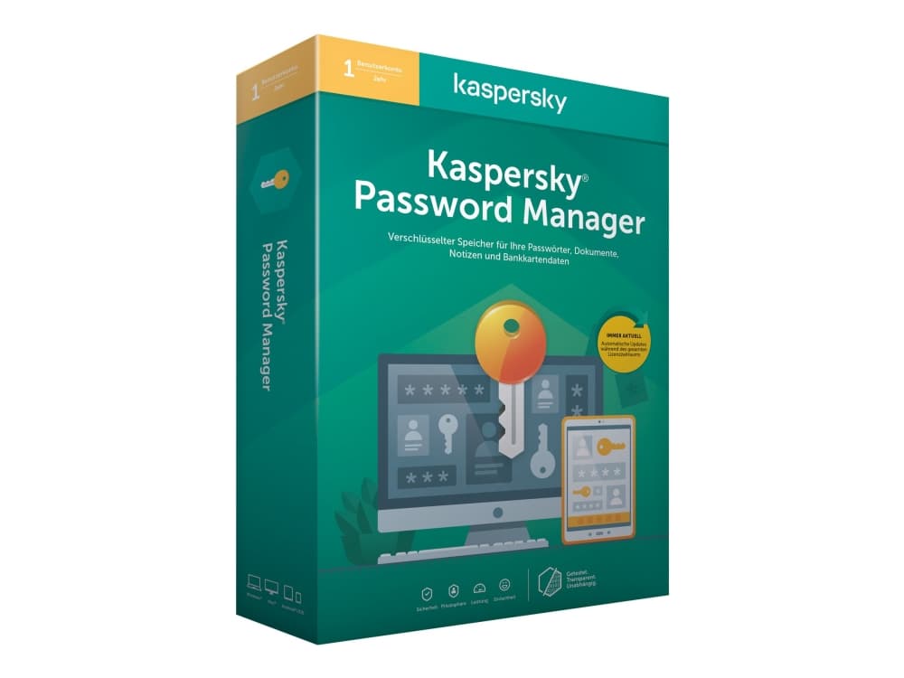 Kaspersky Password Manager - Bokspakke (1 år) - 1 bruker (Sierra) - Win, Mac, Android, iOS - Tysk
