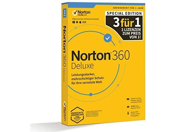 Symantec Norton 360 Deluxe 1 User (3 Device) / 1 Jahr 25GB Cloud-Speicherplatz Promo