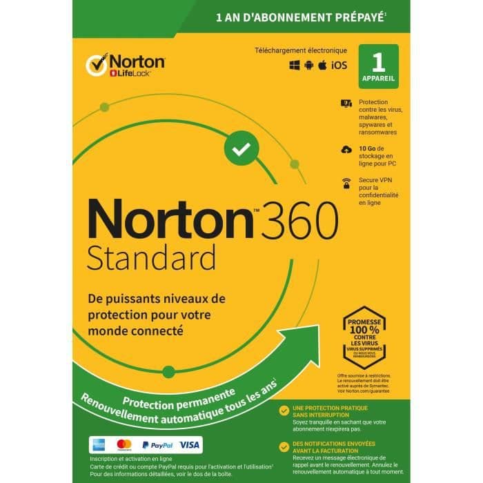 NORTON 360 Standard 10 GB FR 1 Användare 1 Enhet - 12 MB STD RET ENR MM