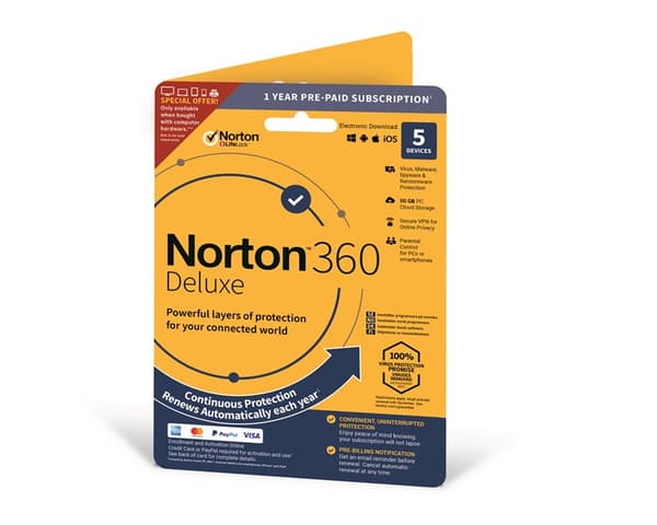 Norton 360 Deluxe - 5 Enheter (Digital)