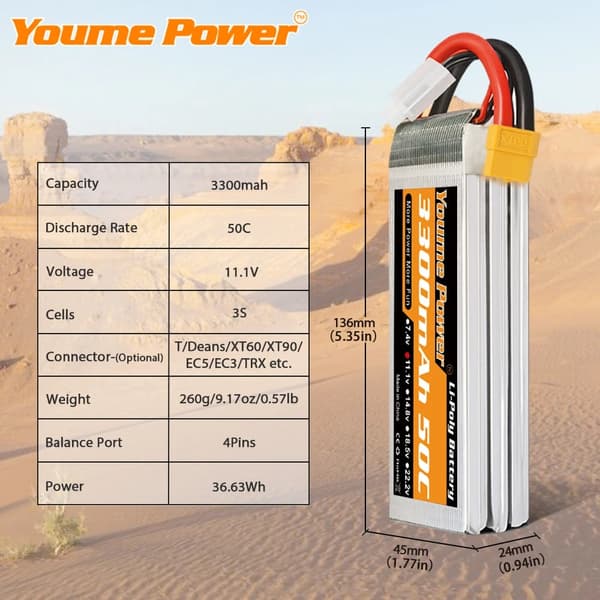 RC batteri, 3S Lipo, 3300mah