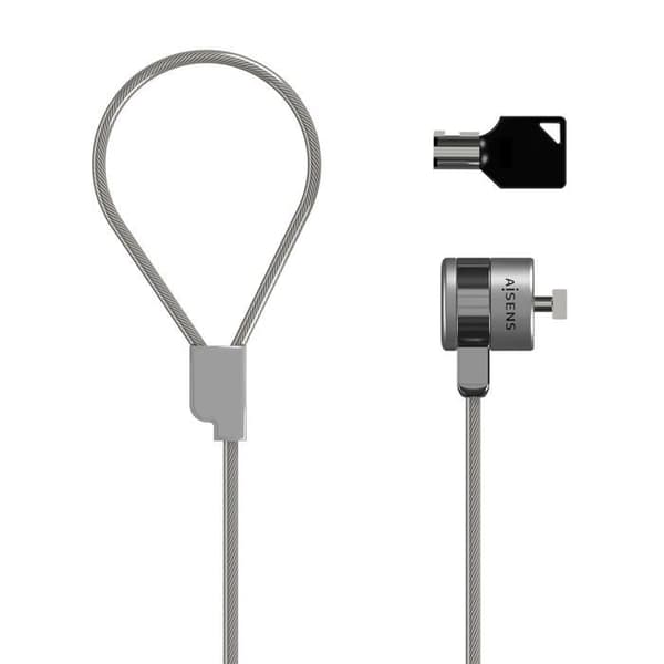 Aisens - ASLK-D40K02-SL - Säkerhetskabel med nyckellås för dator, bildskärm, laptop 1,5 m