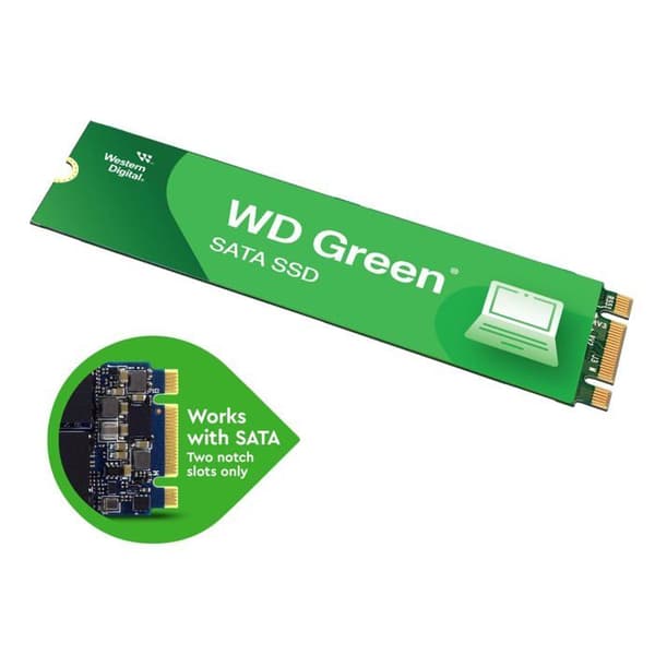 SSD - WESTERN DIGITAL - Grön - 480 GB - M.2 2280 - SATA 6Gb/s - Svart