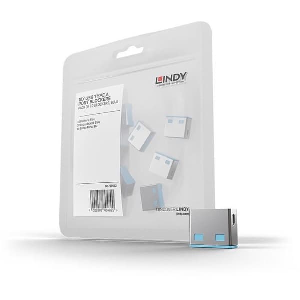 LINDY USB-lås - Paket med 10 - Färg Blå