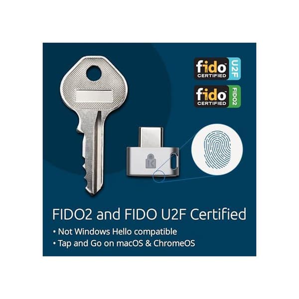 Kensington VeriMark Guard USB-C Fingerprint Key - Biometrisk nyckel för datorskydd,