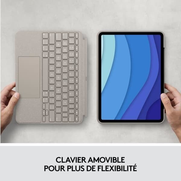 Aftageligt tastaturcover - LOGITECH - Combo Touch - Til iPad Pro 11-tommer (1., 2., 3. og 4. generation) - Sandfarvet