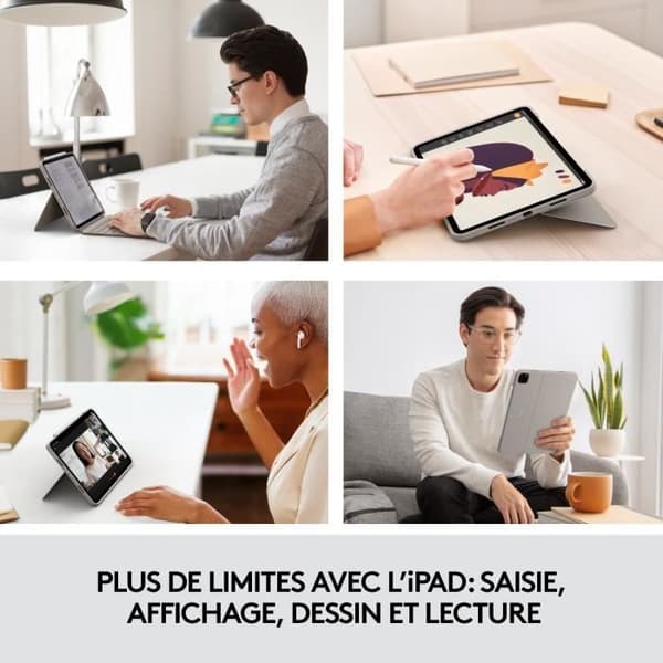 Aftageligt tastaturcover - LOGITECH - Combo Touch - Til iPad Pro 11-tommer (1., 2., 3. og 4. generation) - Sandfarvet