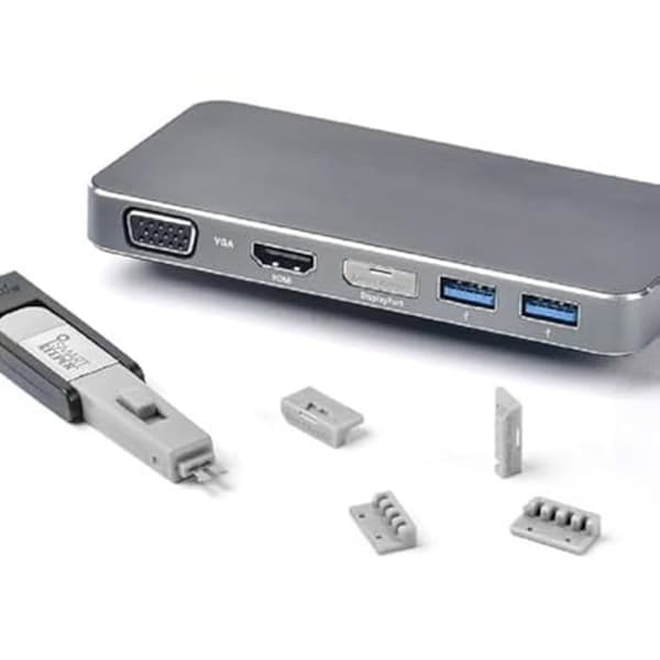 SmartKeeper Essential 4 skärmutgångar blockerare + nyckel Grå