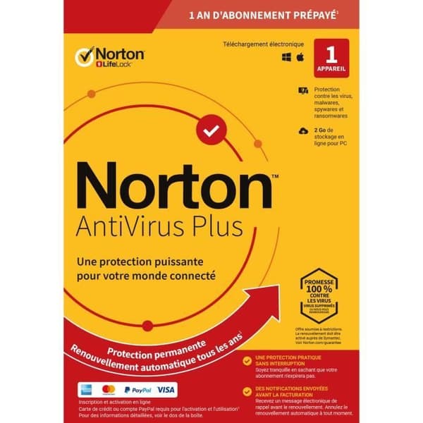 NORTON Antivirus Plus 2 GB FR 1 Användare 1 Enhet - 12 MB STD RET ENR MM