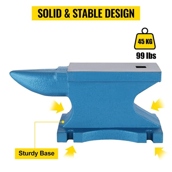45kg gjutjärnsstäd med rundat horn och fyrkantigt hål, stort arbetsområde, helpolerad yta, robust och stabil design, bred applikation