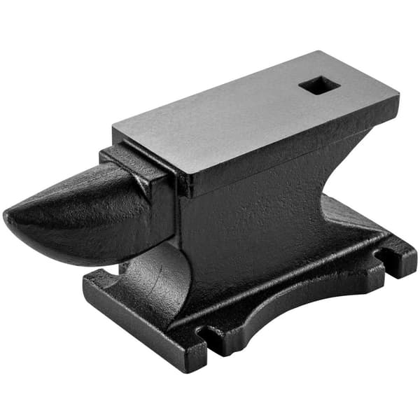 45kg städ med 3x 3cm fyrkantshål och hörn, 26,5x12,7cm stor arbetsyta, gjutjärnsstruktur, poleringsbehandling, robust och stabil