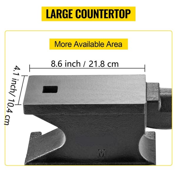 25kg städ med 2,4x 2,4cm fyrkantshål och hörn, 21,8x10,4cm stor arbetsyta, gjutjärnsstruktur, poleringsbehandling, robust och stabil