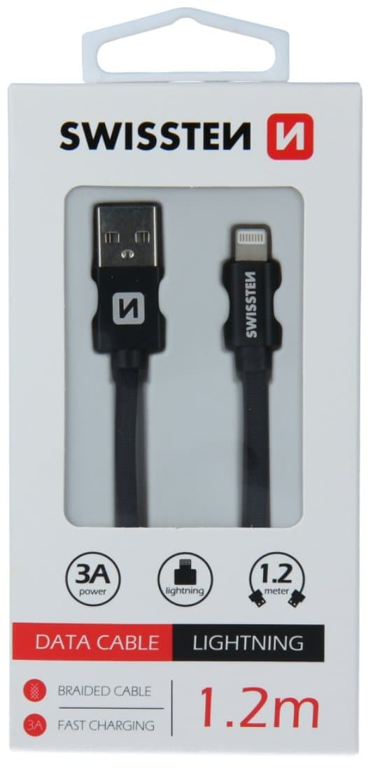 Swissten Datový Kabel Textile Usb / Lightning 1,2 M Černý