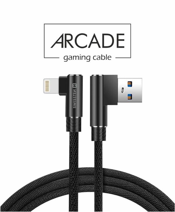 Swissten L Type Textile Universal Quick Charge 3.1 USB to Lightning Data and Charging Cable 1.2m