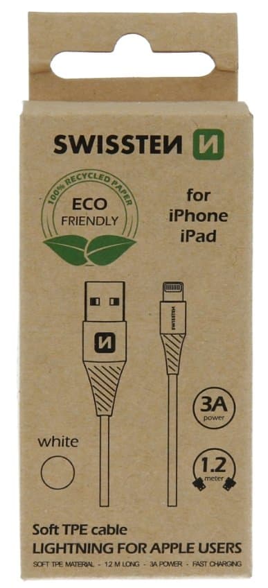 Swissten Eco Friendly Fast Charge 3A Lightning Data and Charging Cable 1.2m