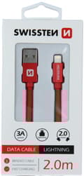 Miniatyrbild 4 av 4: Swissten Datový Kabel Textile Usb / Lightning 2,0 M Červený