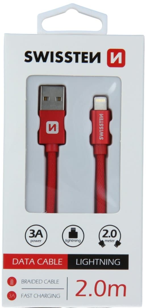 Swissten Datový Kabel Textile Usb / Lightning 2,0 M Červený