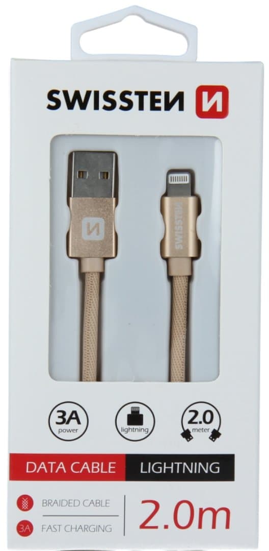 Swissten Datový Kabel Textile Usb / Lightning 2,0 M Zlatý