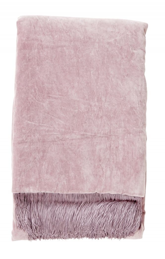 Filt Velvet med fransar - Light purple