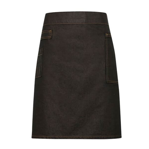 Premier Unisex vuxenavdelning med vaxad look i denim förkläde i midjan Black/Tan Denim One Size