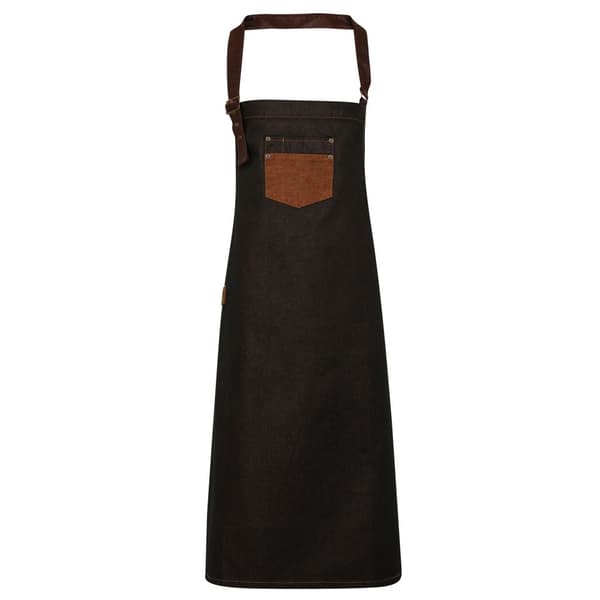 Premier Unisex Adults Division Waxed Look Faux Leather Denim Bib Apron