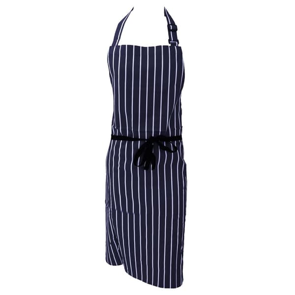 Dennys Unisex bomuldsstribet arbejdstøj slagterforklæde (pakke med 2 stk.) Navy/White One Size