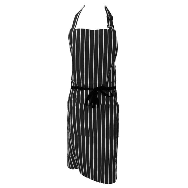 Dennys Unisex Cotton Striped Workwear Butchers Apron Black/White One Size