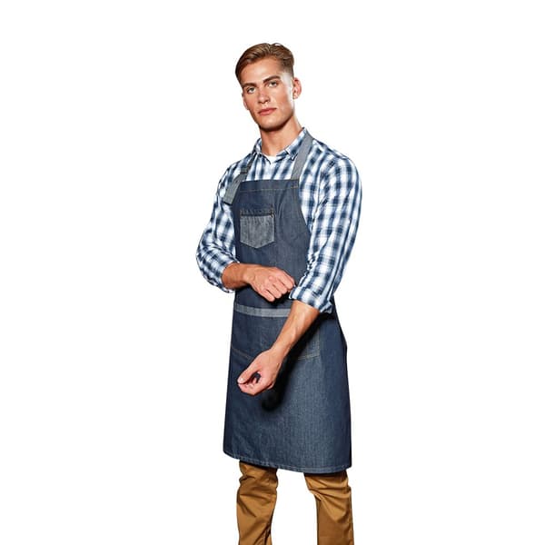Premier Unisex Domain Contrast Denim Bib Apron