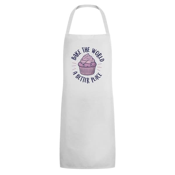 Grindstore Bake världen en bättre plats vit förkläde White One Size