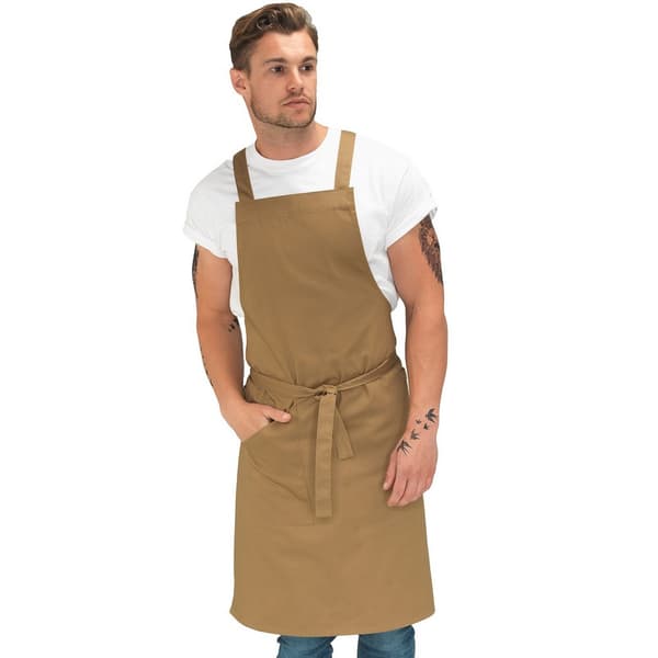 Le Chef Unisex vuxna Crossover Bib förkläde Khaki One Size