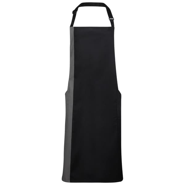Premier Förkläde med kontrastfärgad haklapp Black/Dark Grey One Size