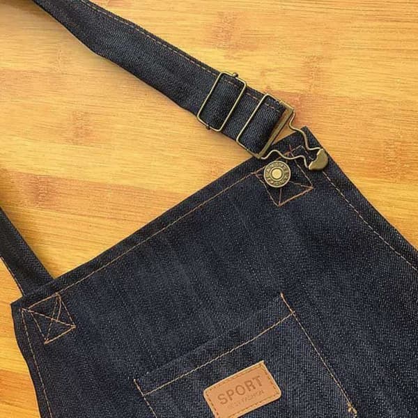 Antifouling denim köksförkläde - MÄRKE - stor storlek 84x68cm