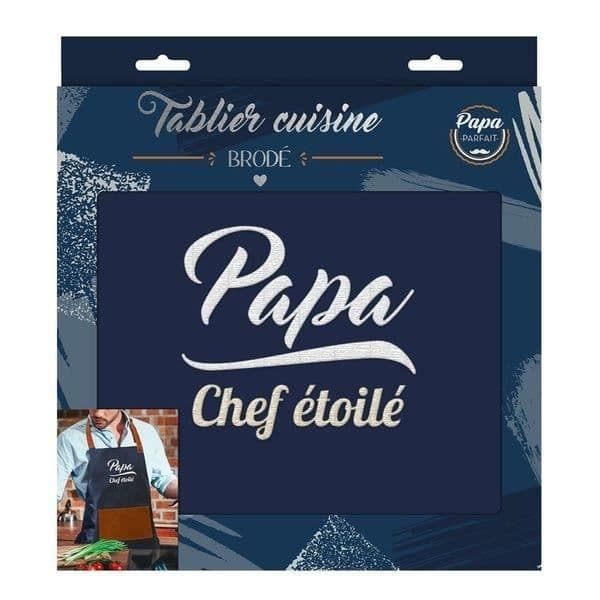 Köksförkläde - EUROWEB - Stjärnkock Pappa - Blå - Framficka i imitationsläder - One size