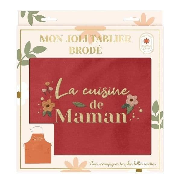 Förkläde - Mamas kök - Broderat - 100% bomull - Frams Pocket - Justerbar one size