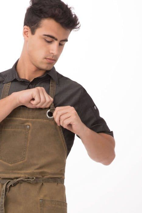 Chef works köksförkläde - ABAQ054GBN0-GBN-OS - Blandat haklappsförkläde