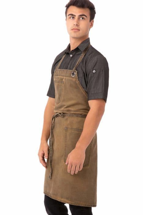 Chef works köksförkläde - ABAQ054GBN0-GBN-OS - Blandat haklappsförkläde
