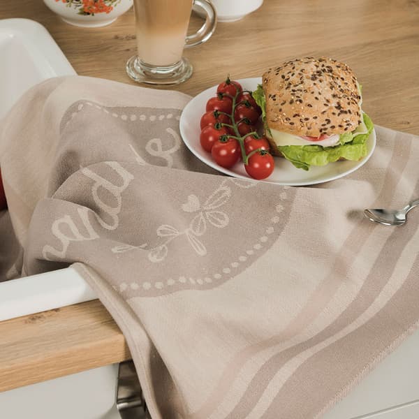 Käsintehty keittiöliina koko 50X70cm, beige väri 002 (tarjous)